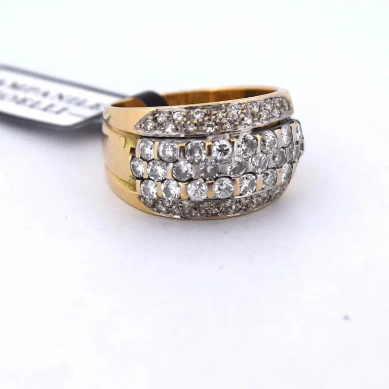 Винтидж пръстен от жълто злато 18k с блестящи диаманти 1,00 ct