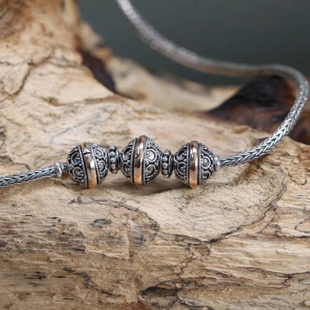 Колие 18k злато и сребро стерлинг бохо