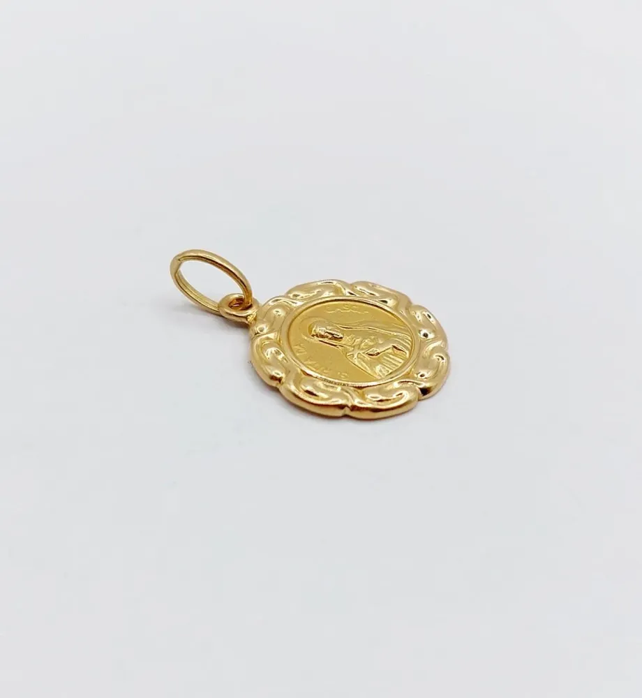 Религиозен медальон - Висулка Дева Мария и Света Рита да Каша от 18k жълто злато