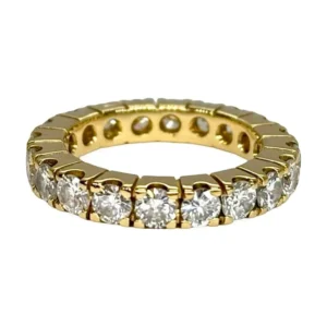 Сватбена халка цял пръстен от жълто злато 18K и диаманти 2,40 ct