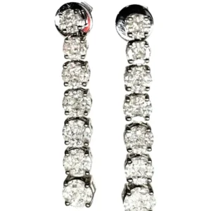 Висящи обеци от бяло злато 18K с диаманти 2 ct