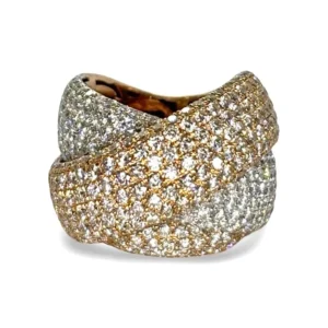 Пръстен от розово злато 18K, инкрустиран с диаманти ок. 6 ct