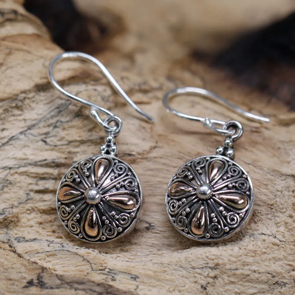 Златни и сребърни кръгли обеци чифт 18k 925