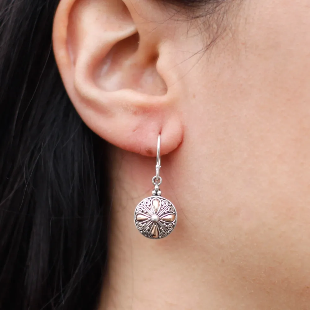 Златни и сребърни кръгли обеци чифт 18k 925
