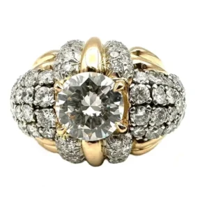 Винтидж пръстен около 1950 г., злато, Платина и диаманти 4.30ct