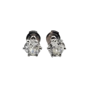 Обеци от бяло злато 18 карата с диаманти стар шлиф 2,00 ct