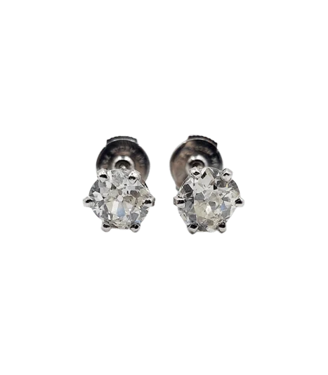 Обеци от бяло злато 18 карата с диаманти стар шлиф 2,00 ct