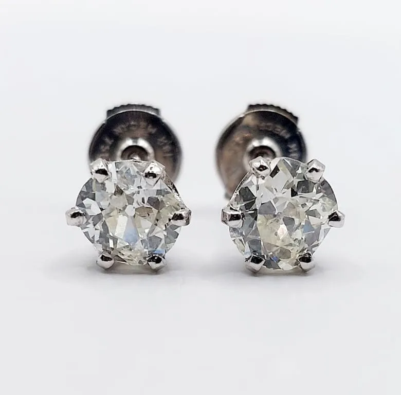 Обеци от бяло злато 18 карата с диаманти стар шлиф 2,00 ct