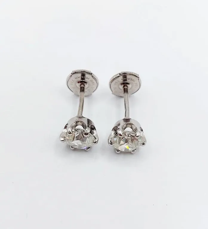 Обеци от бяло злато 18 карата с диаманти стар шлиф 2,00 ct