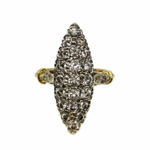 Маркизен пръстен от бяло злато и диаманти 1,3 ct
