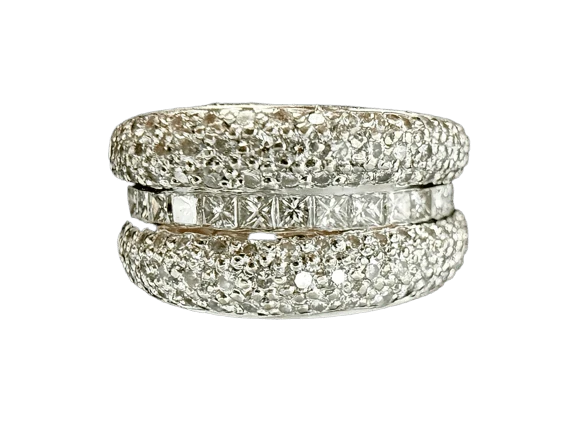 Пръстен от жълто и бяло злато 18 карата, инкрустиран с диаманти 2,40 ct