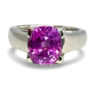 Пръстен от бяло злато и розов сапфир 3 ct