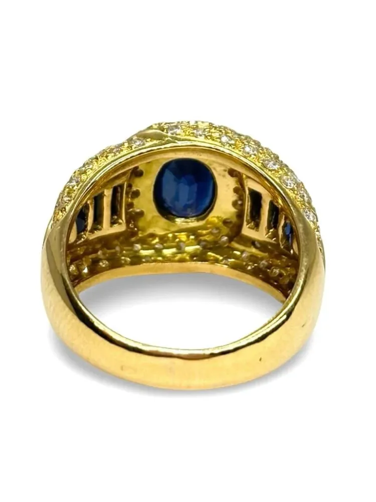 Пръстен от жълто злато със сапфир 2,5 ct и диаманти 1 ct