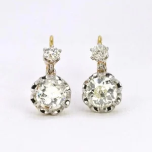 Спящи обеци старо злато старо шлифовани диаманти 2.2 ct