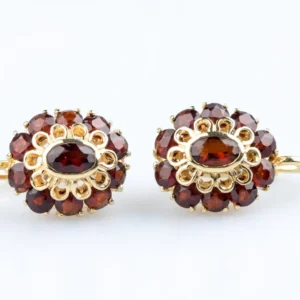 Обеци с гранати 3,62 ct от 18-каратово жълто злато