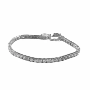 Диамантена тенис гривна 6.01 ct бяло злато