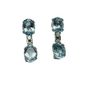 Съвременни обеци от бяло злато с 6.05 ct аквамарини и 0.20 ct диаманти