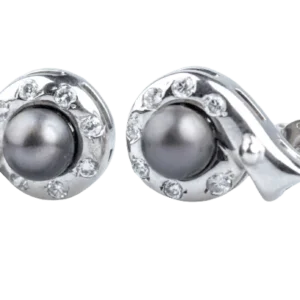 Обеци с таитянски перли 6,11 мм и диаманти 0,41 ct в жълто злато