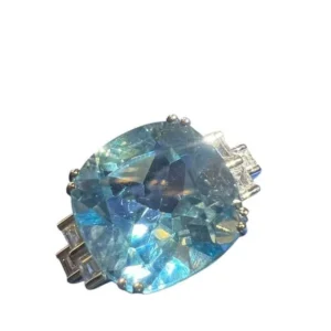 Пръстен със син топаз 9,08 Ct диаманти