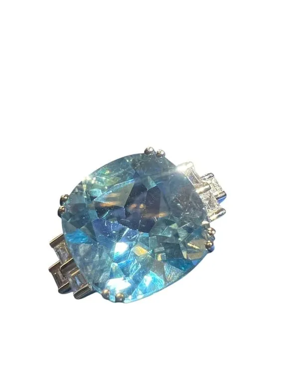 Пръстен със син топаз 9,08 Ct диаманти