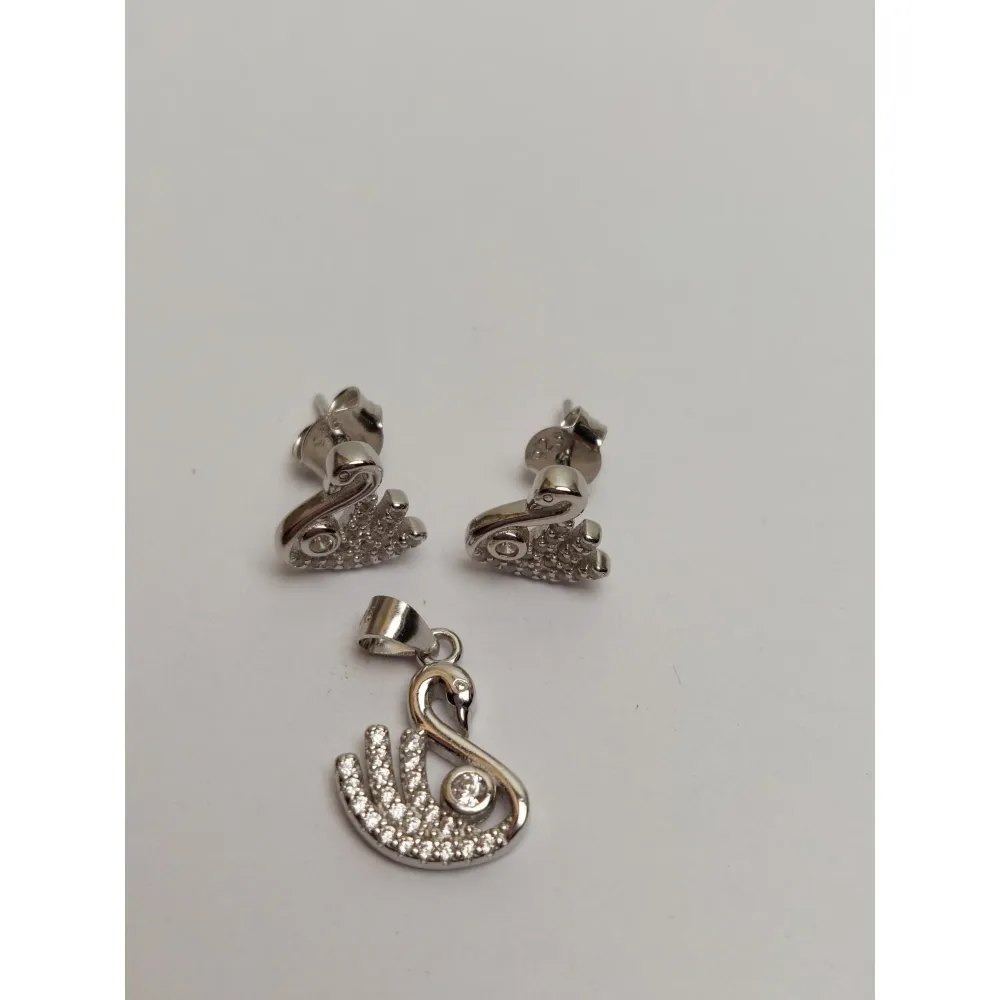 Сребърен лебед 925 с цирконий, Jolie Silver, 2.7G