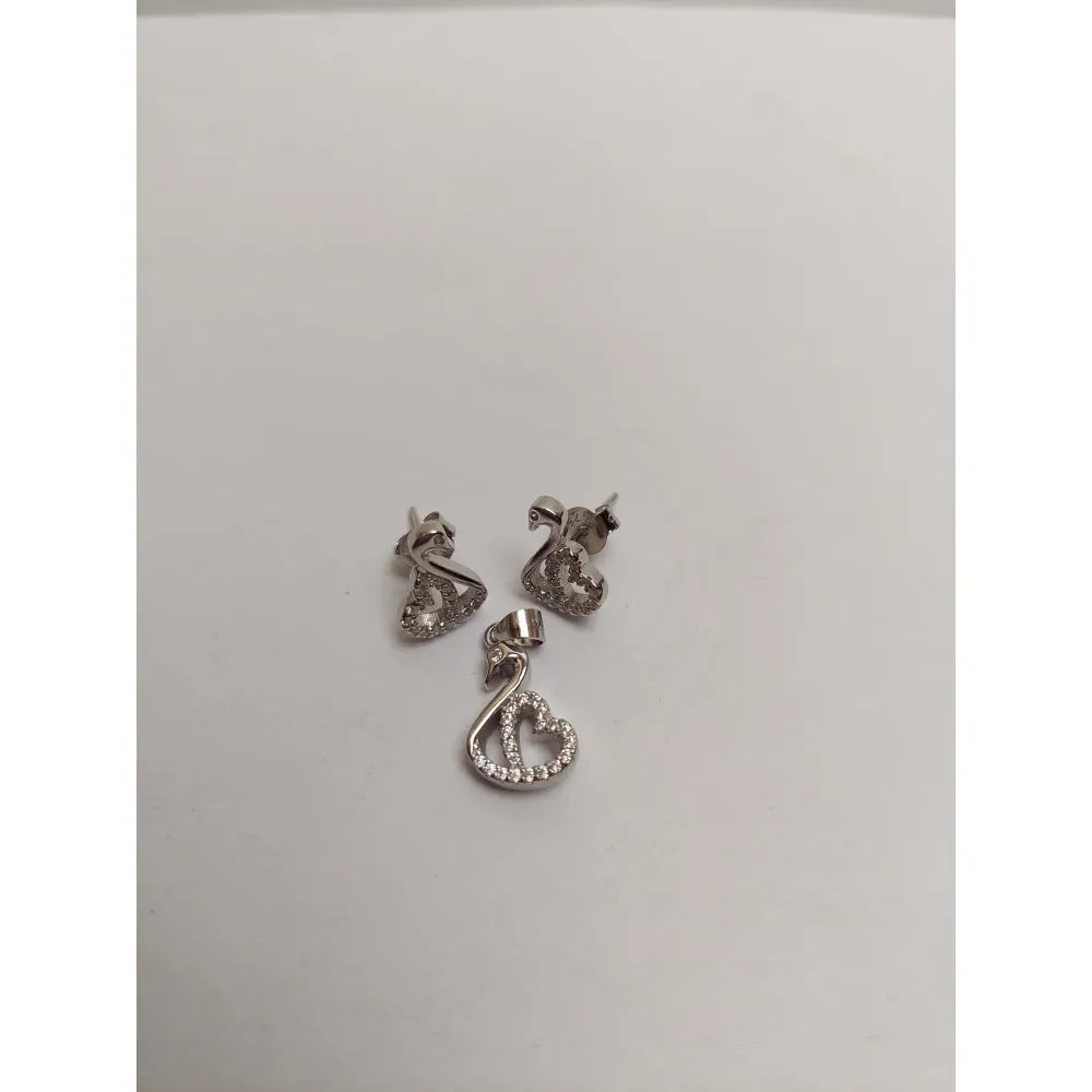 Сребърен лебед 925 със сърце, Jolie Silver, 2.7G