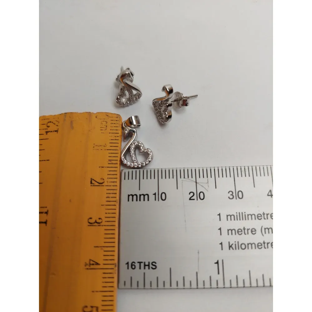 Сребърен лебед 925 със сърце, Jolie Silver, 2.7G