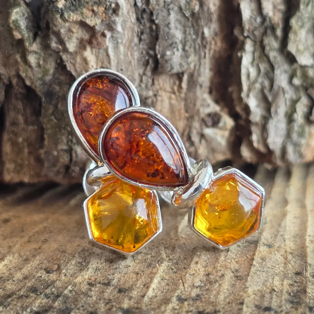 Сребърни обеци с кехлибар Amber11