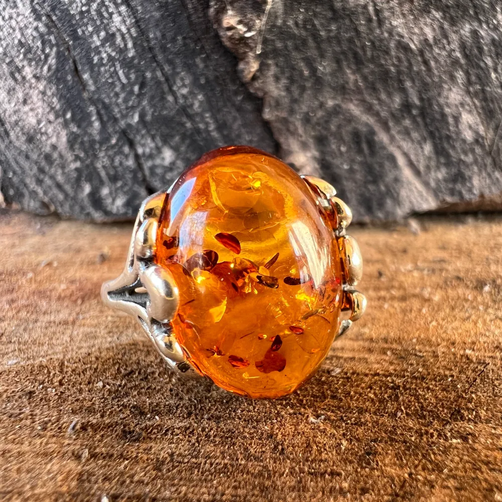 Сребърен пръстен с кехлибар Amber2