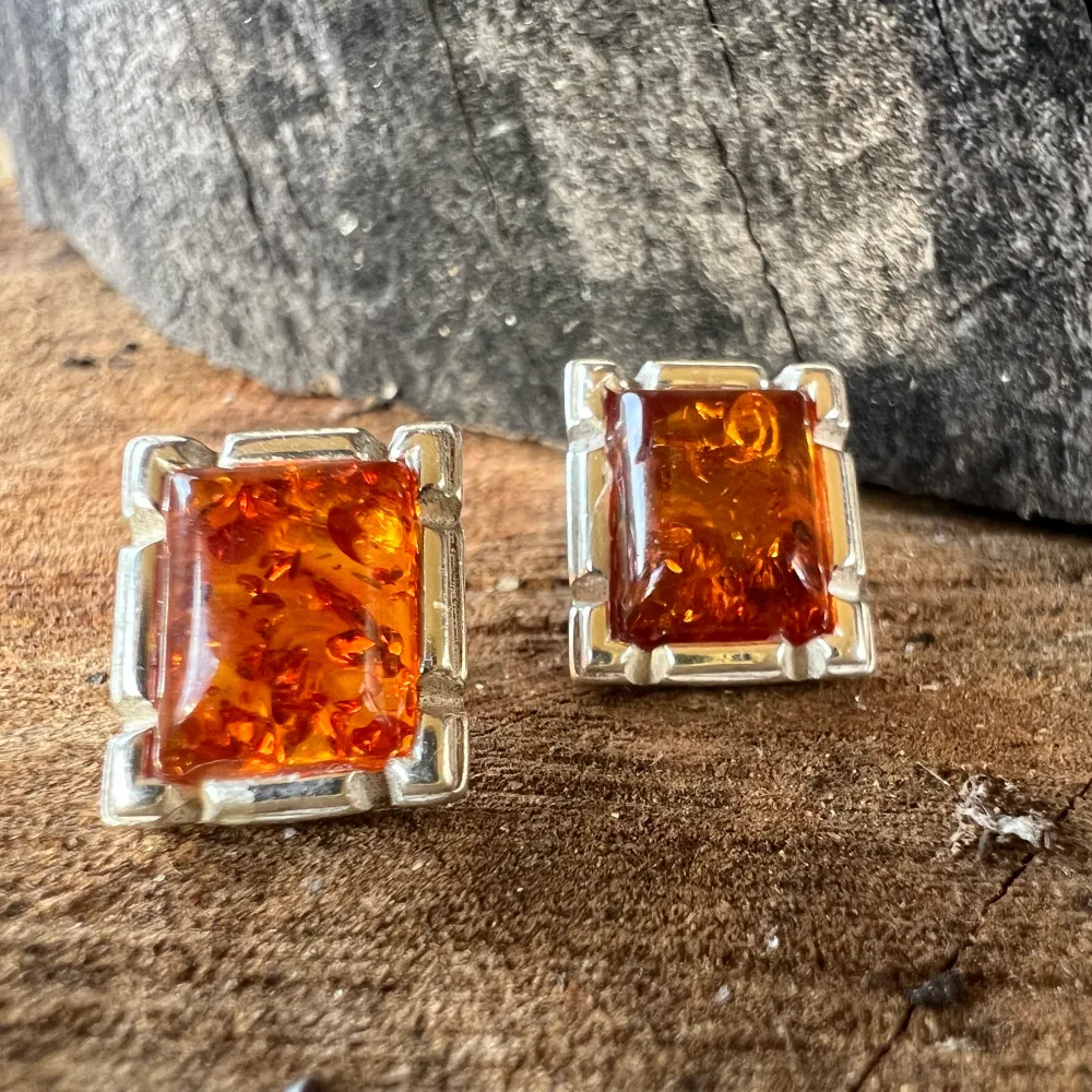 Сребърни обеци с кехлибар Amber21