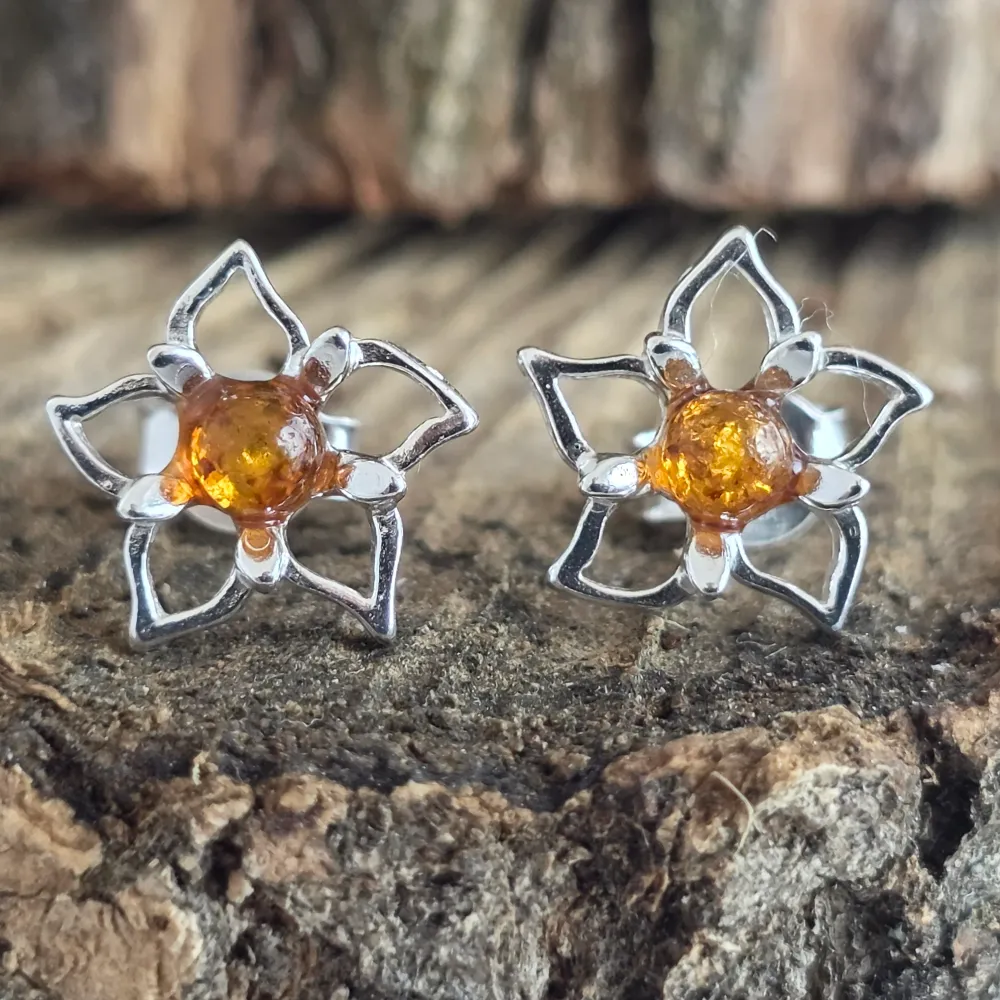Сребърни обеци с кехлибар Amber22