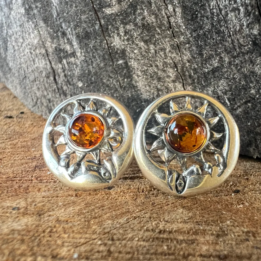 Сребърни обеци с кехлибар Amber23