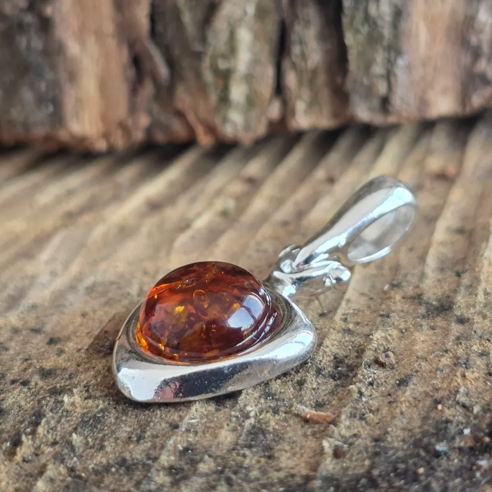 Сребърен медальон с кехлибар Amber23