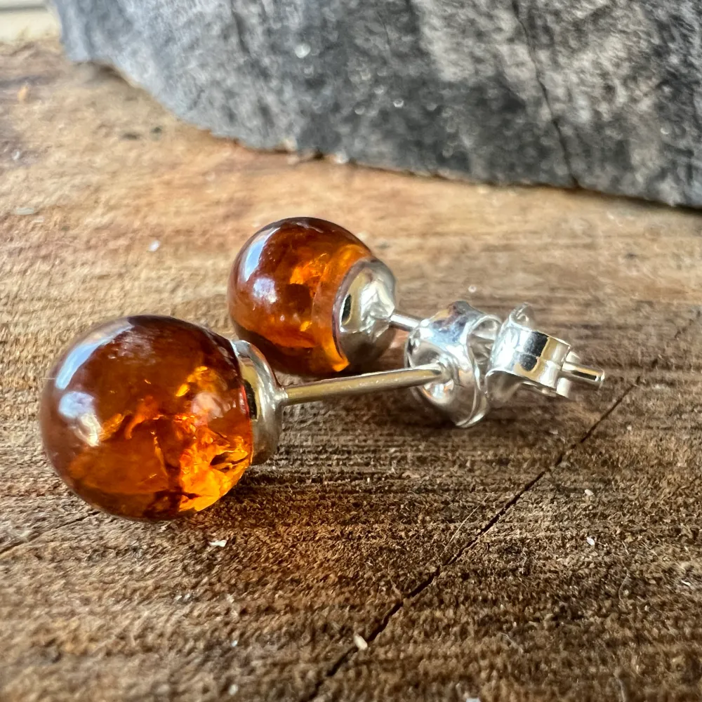 Сребърни обеци с кехлибар Amber24