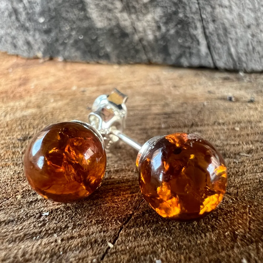Сребърни обеци с кехлибар Amber24