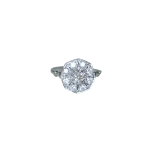 Октогонален пръстен Art Deco от бяло злато и Платина, диаманти 0,50 ct