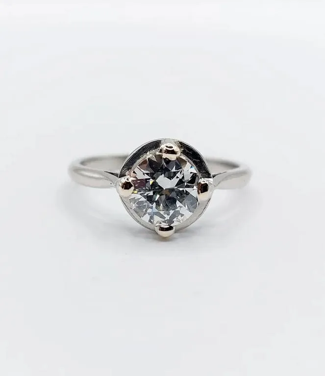 Пръстен Солитер Art Deco от Платина и диамант 1,11 карата