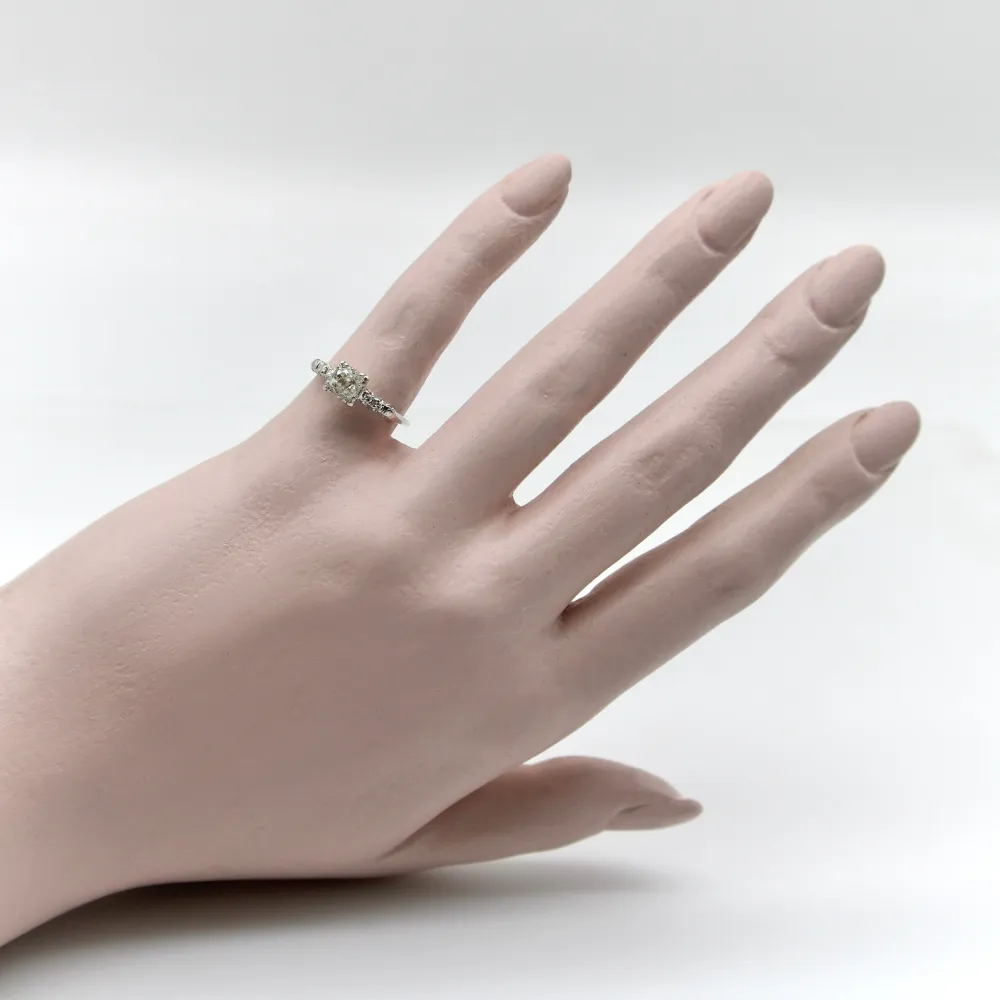 Art Deco - Годежен пръстен от бяло злато 14k със стари шлифовани диаманти