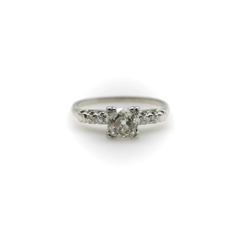 Art Deco - Годежен пръстен от бяло злато 14k със стари шлифовани диаманти