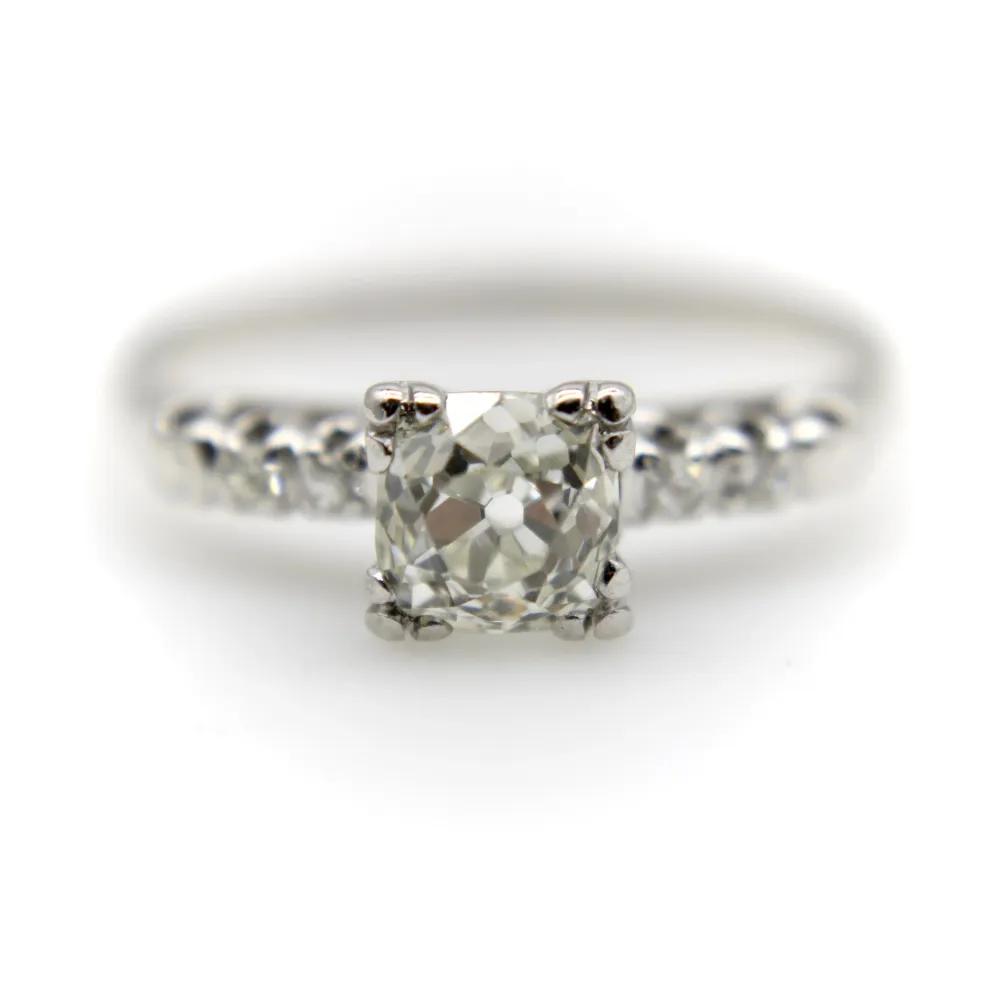 Art Deco - Годежен пръстен от бяло злато 14k със стари шлифовани диаманти