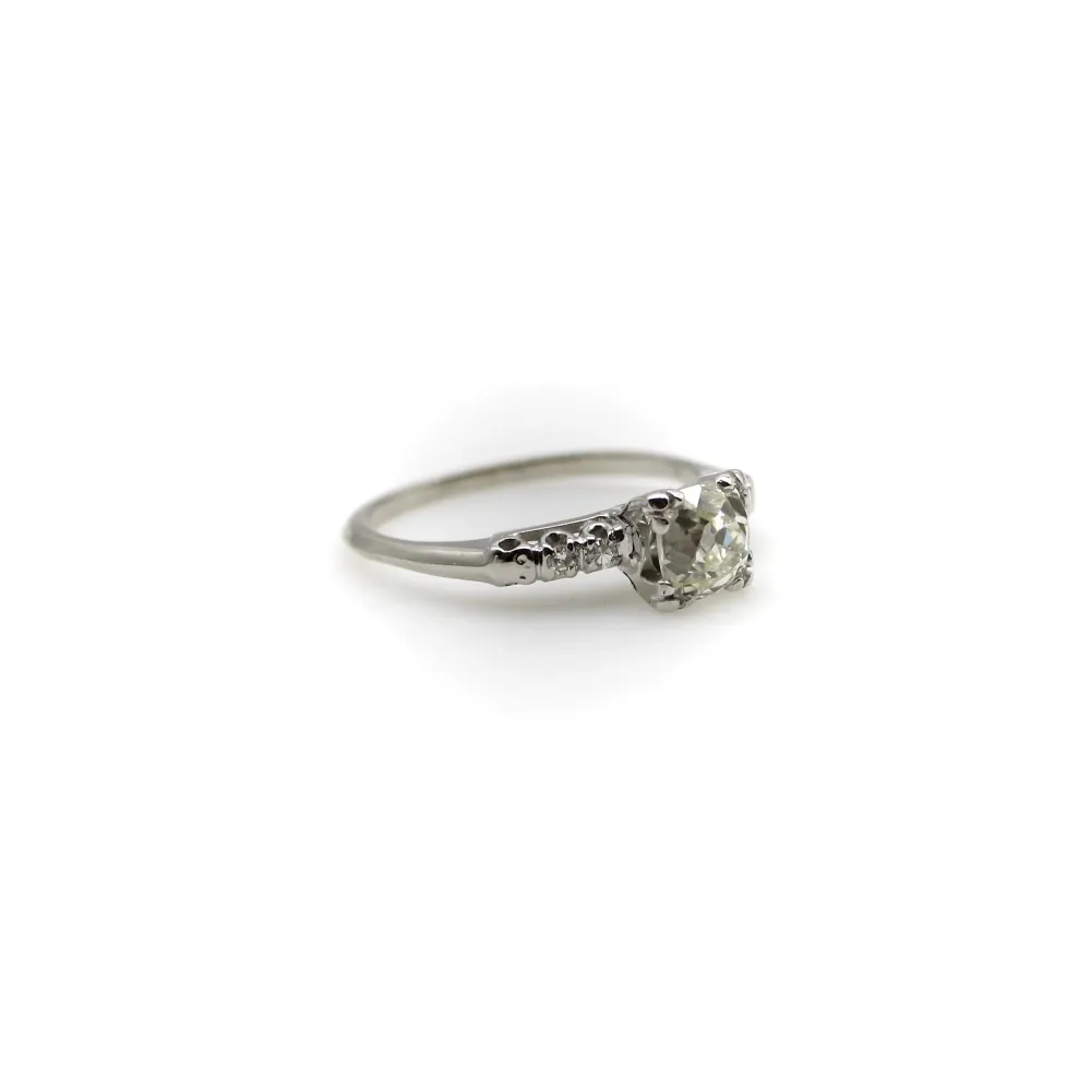 Art Deco - Годежен пръстен от бяло злато 14k със стари шлифовани диаманти
