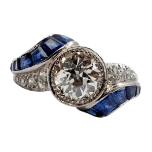 Пръстен Art Deco - Диамант със старинен шлиф 1,60 ct в 18k бяло злато
