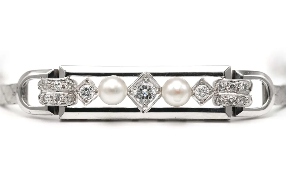 Гривна Art Deco от бяло злато 18k и брилянтно шлифовани диаманти 0,538 ct
