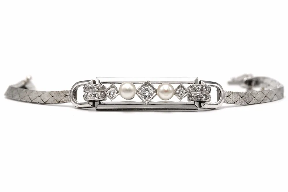 Гривна Art Deco от бяло злато 18k и брилянтно шлифовани диаманти 0,538 ct
