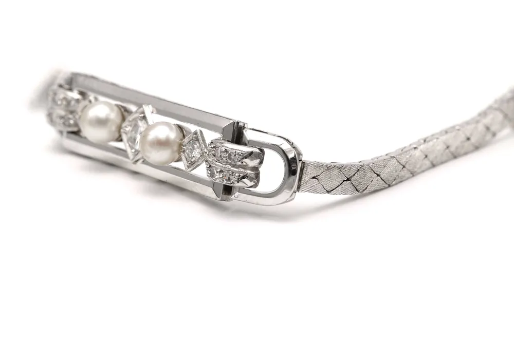 Гривна Art Deco от бяло злато 18k и брилянтно шлифовани диаманти 0,538 ct