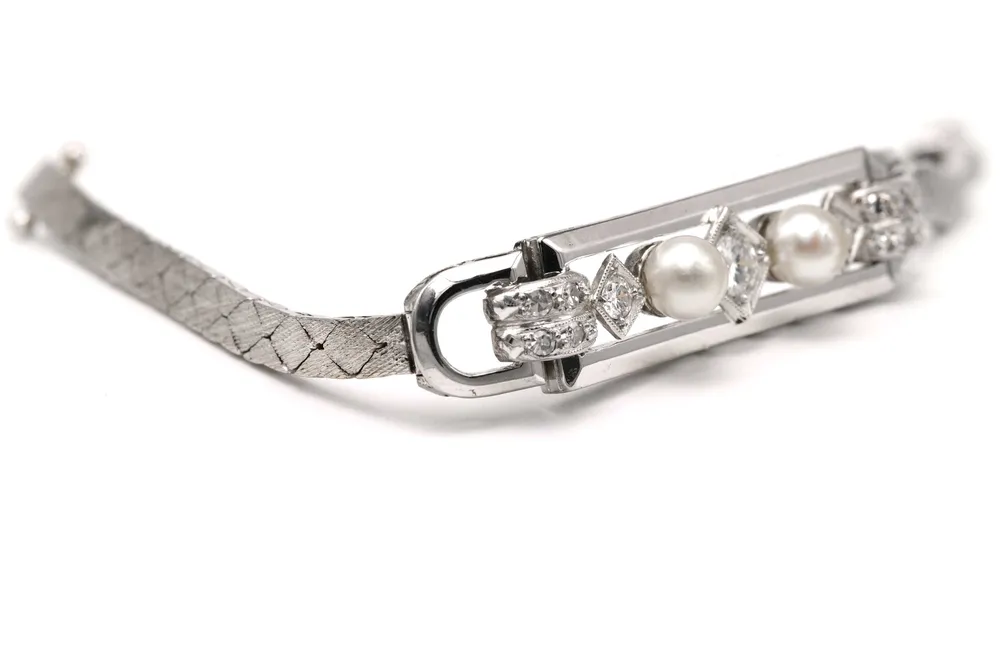 Гривна Art Deco от бяло злато 18k и брилянтно шлифовани диаманти 0,538 ct