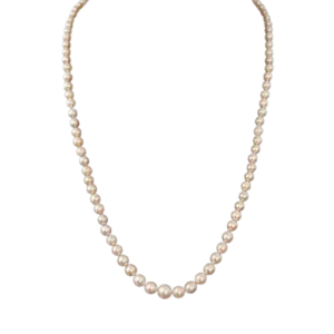 Колие Art Deco с низ от култивирани перли, закопчалка от 18K бяло злато и диаманти