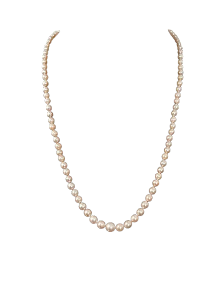 Колие Art Deco с низ от култивирани перли, закопчалка от 18K бяло злато и диаманти