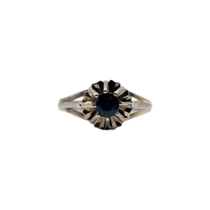 Пръстен Солитер Art Deco от бяло злато 18k и сапфир