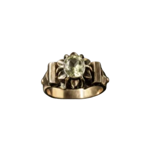 Art Deco - Пръстен Солитер от 18K жълто злато с розово изрязан диамант